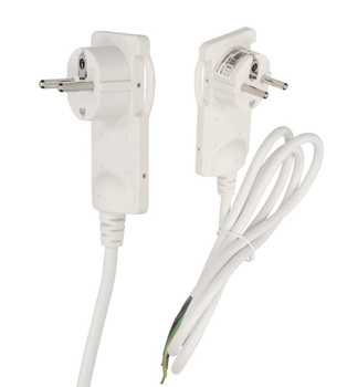 Wtyczka Elektryczna Płaska Uni-Schuko z Uchywtem z Przewodem 1,5 m Biała