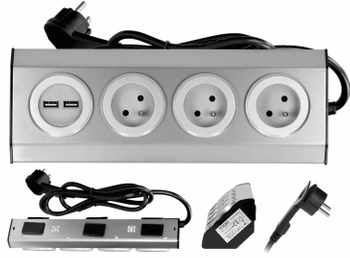 Gniazdo Meblowe Kuchenne 3x2P+Z 2xUSB Kabel 1,5m