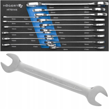 HOEGERT Zestaw Kluczy Płaskich Klucz Płaski Z Wkładem Szafki 15 szt 6-32 mm