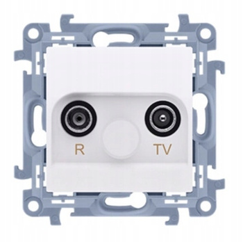 SIMON 10 Gniazdo Antenowe R-TV Przelotowe Podtynkowe BIAŁE
