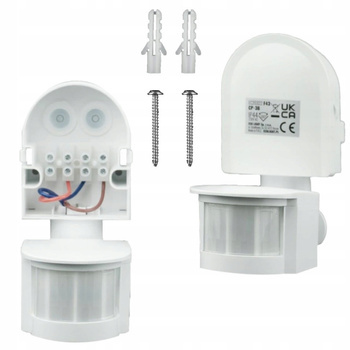 Czujnik Ruchu PIR Podczerwień Sensor Zasięg max 12m Biały Regulowany