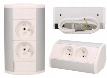 Listwa Gniazdo Podwójne Meblowe Podszafkowe Narożne 2x230V Uziemienie Kabel