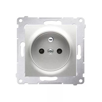 SIMON 54 Gniazdo Pojedyncze Ścienne z Uziemieniem Podtynkowe SREBRNY MAT