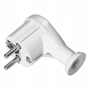 Wtyk Wtyczka Kątowa 2P+Z Uni-Schuko z Uziemieniem Rozbieralna Biała