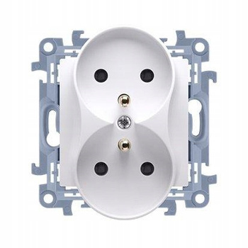 SIMON 10 Gniazdo Podwójne z Uziemieniem z Bolcem do Ramki Podtynkowe BIAŁY