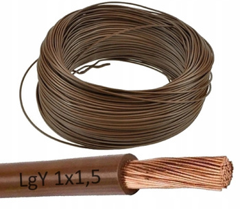 Przewód Kabel żyłka giętka LgY 1x1,5mm2 300 / 500V Brązowy