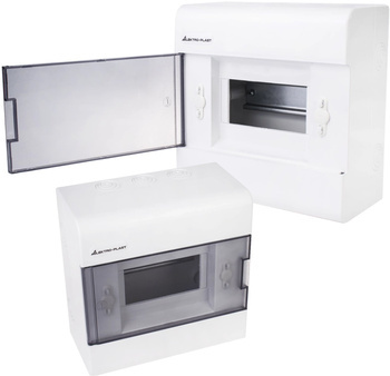 Rozdzielnica Natynkowa Skrzynka z klapką i listwami Biała 1x6 SRn 6 ABS PC