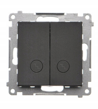 Simon 55 Włącznik Podwójny Łącznik Schodowy Podświetlenie LED Czarny Mat