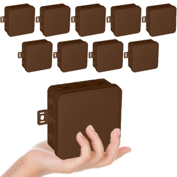 VIPLAST Puszka Natynkowa Hermetyczna Na Klik IP54 100x100x41mm Brąz 10szt