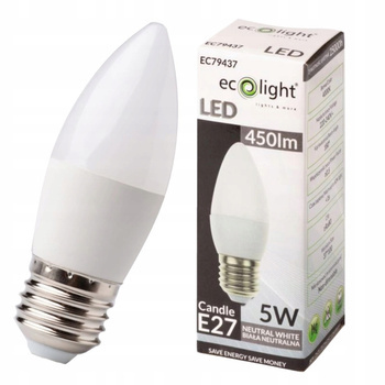 Żarówka LED Ledowa Świeczka 5W E27 Barwa Biała Neutralna 4000K