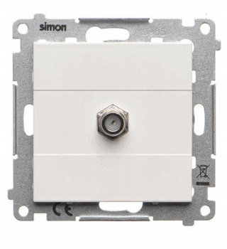 Simon 55 Gniazdo Pojedyncze Antenowe Typu F Podtynkowe Biały Mat