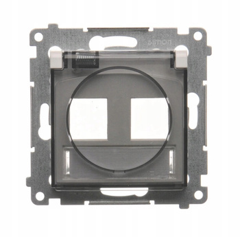 Simon 54 Pokrywa Podwójna Płaska do Gniazd Teleinformatyczna z Klapką Biała