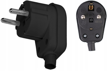 Wtyk Wtyczka Kątowa Uni-Schuko 16A Uziemienie Rozbieralna Czarna