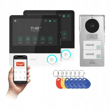 Wideodomofon Dwurodzinny Pavonis Multi Ekran Dotykowy FULL HD RFID Tuya