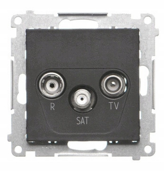 Simon 55 Gniazdo Antenowe R-TV-SAT Końcowe Podtynkowe Czarny Mat