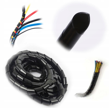 Organizer Maskownica Kabli Wąż Spirala Czarna 8-65 mm 10M