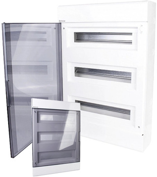 Rozdzielnica Natynkowa Skrzynka z drzwiczkami i listwami Biała 3x18 ABS PC