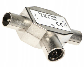 Rozgałęźnik Antenowy Złącze Telewizyjne SAT TV Trójnik T Gniazdo + 2x Wtyk