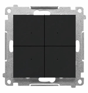 Simon 55 Łącznik / Przycisk 4-krotny 6A Czarny Mat