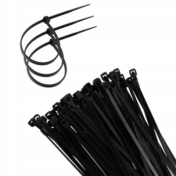 Opaski Kablowe Zaciskowe Mocne Trytytki 3,6x200mm Czarne Paczka 100sztuk