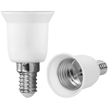 Przejściówka Adapter Żarówki Mały Gwint E14 na Duży Gwint E27 Biała