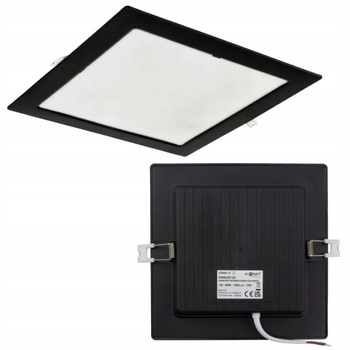 Oprawa Podtynkowa Plafon Lampa LED Sufitowa Kwadratowa Czarna 12W 17x17cm