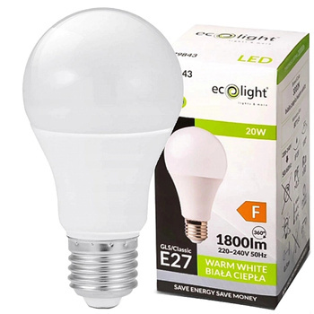 Żarówka LED LEDOWA Klasyczna Duży Gwint E27 20W 3000K Biała Ciepła