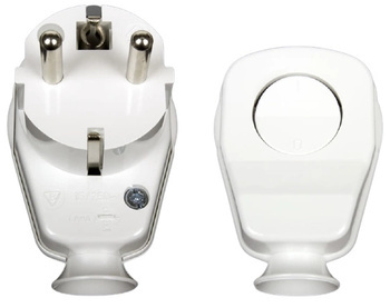 Wtyk Wtyczka Kątowa Uni-Schuko z Uziemieniem Włącznikiem Rozbieralna Biała