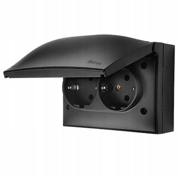 SIMON AquaClick Gniazdko Podwójne Natynkowe 2x Schuko MAT