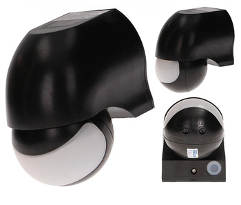 Zewnętrzny Czujnik Ruchu Ścienny Regulowany Pion Poziom LED 1200W Czarny