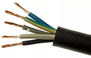 Przewód Kabel w gumie elastyczny OW H05RR-F 5x1,5mm2 300 / 500 V Czarny