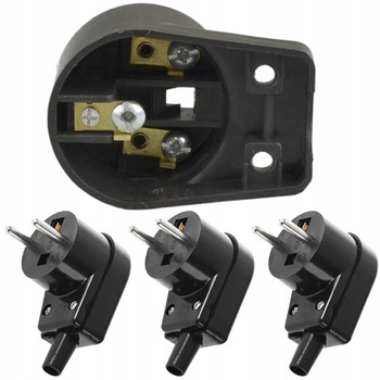 VIPLAST Wtyczka Kątowa Czarna Z Uziemieniem 230V 3 sztuki