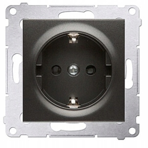 SIMON 54 Gniazdo Pojedyncze z Uziemieniem Schuko Przesłony Torów Czarny Mat