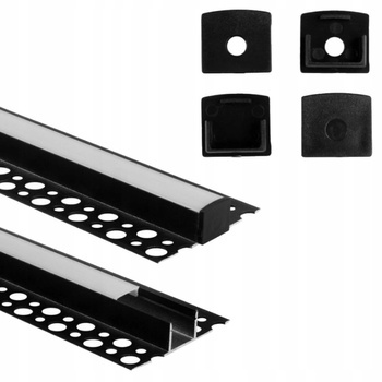 Profil Czarny Natynkowy do Taśm LED Wpuszczany do Płyt Karton/Gips 2m