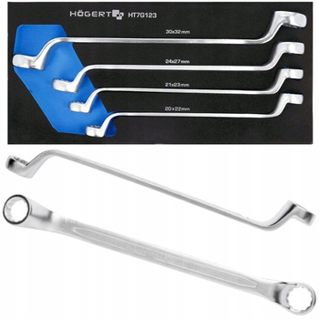 HOEGERT Zestaw Kluczy Klucze Oczkowe Wygięte Zagięte Wkład EVA 20 - 32 mm