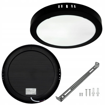 Oprawa Natynkowa Plafon Lampa LED Sufitowa Okrągła Czarna 24W 29,5cm 4000K