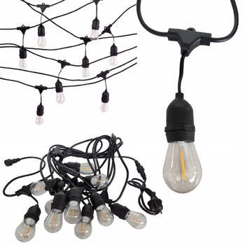 Girlanda Ogrodowa Lampki 10m LED Łańcuch Świetlny 10m + 10 xŻarówka G45 E27