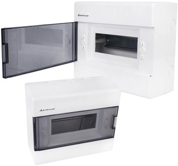 Rozdzielnica Natynkowa Skrzynka z klapką i listwami Biała 1x8 SRN-8 ABS PC