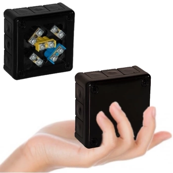 Puszka Natynkowa Hermetyczna 12-wlotowa Z Zaciskami 98x98x42mm Czarna