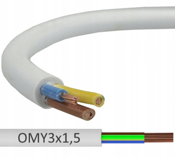 Przewód OMY 3x1,5 linka elastyczna 300V BIAŁA