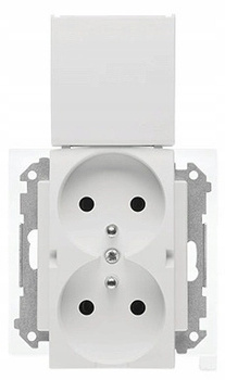 Simon 55 Podwójne Gniazdo Hermetyczne Ścienne Uziemienie Klapką Biały Mat