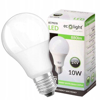 Żarówka LED Duży Gwint E27 10W Niskonapięciowa 24V Ciepła
