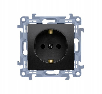 Simon 10 Gniazdo Pojedyncze Wtyczkowe z Uziemieniem Schuko Czarny Mat
