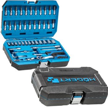 Zestaw Narzędzi Klucz Klucze Nasadowe Bity Grzechotka Przedłużki 1/4 46szt