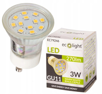 Żarówka Reflektorek LED Gwint GU11 Reflektorek 3W 3000K Ciepła