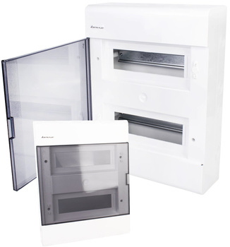 Rozdzielnica Natynkowa Skrzynka z klapą i listwami Biała 2x12 SRN-24 ABS PC