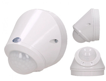 Zewnętrzny Czujnik Ruchu Zmierzchu LED Ścienny 360 st. 800W Natynkowy Biały