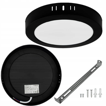Oprawa Natynkowa Plafon Lampa LED Sufitowa Okrągła Czarna 18W 22cm 4000K