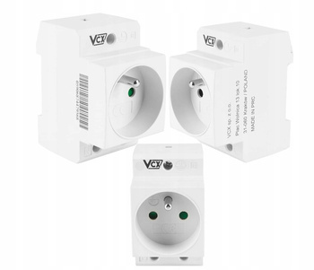 VCX Gniazdko Gniazdo Modułowe z Uziemieniem na Szynę DIN TH35 230V IP20