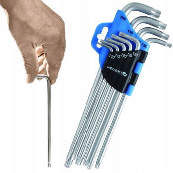 Zestaw Klucze Imbusowe Torx Ekstra Długie T10-T50 9szt Hoegert